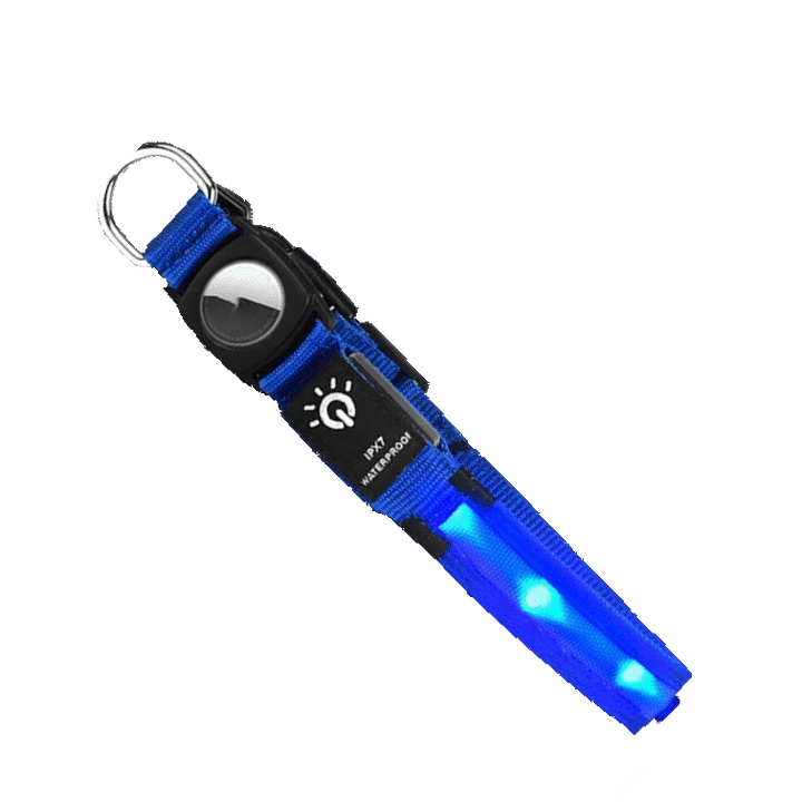 Spiffy Puffy find Waterproof LED Dog Collar with Airtag Pocket