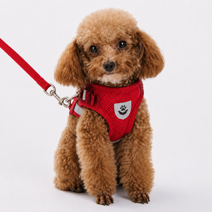 Dog Harness M Red, Adjustable Pet Harness for Cats and Dogs Nightlight