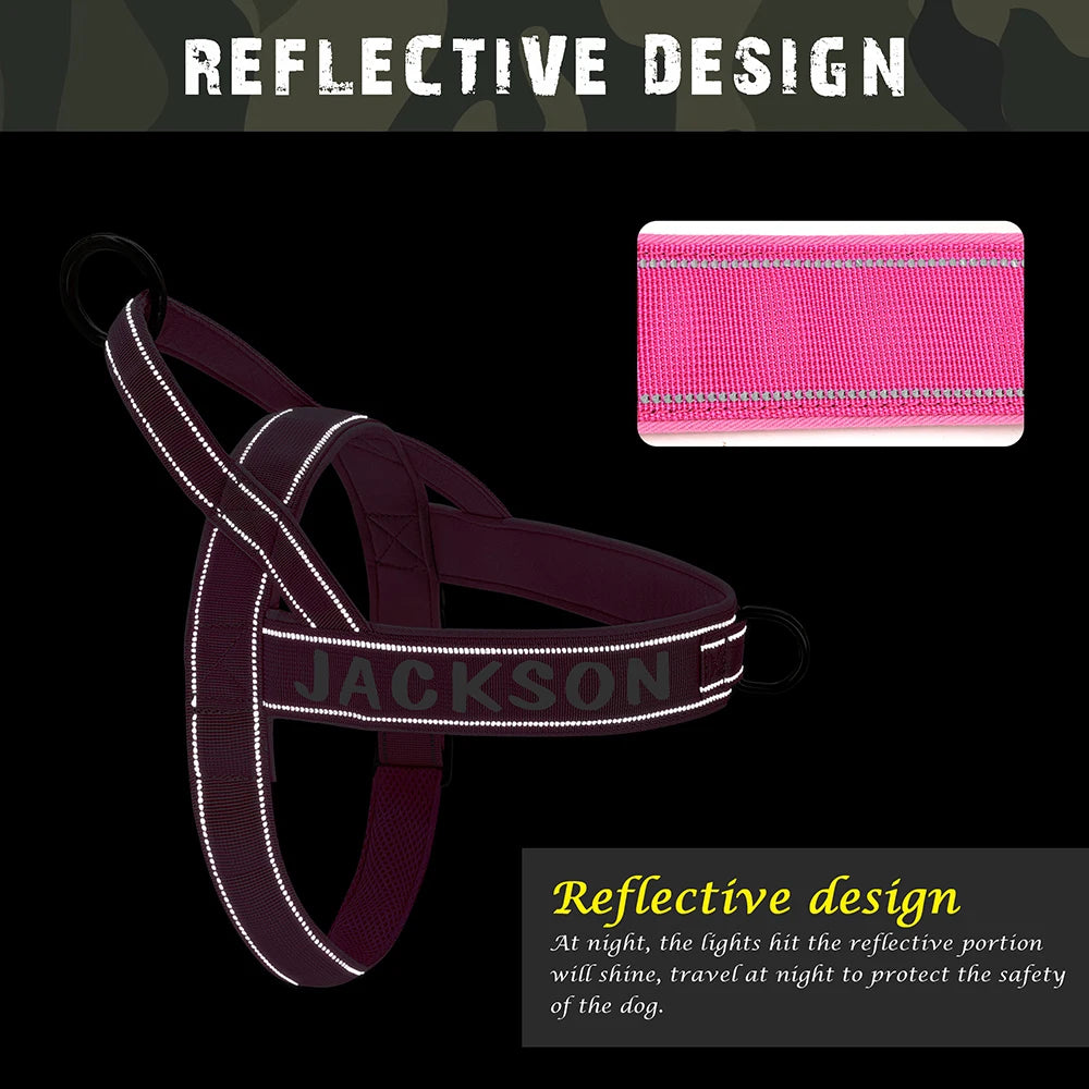 Personalized Reflective Tactical Dog Harness for Medium to Large Breeds