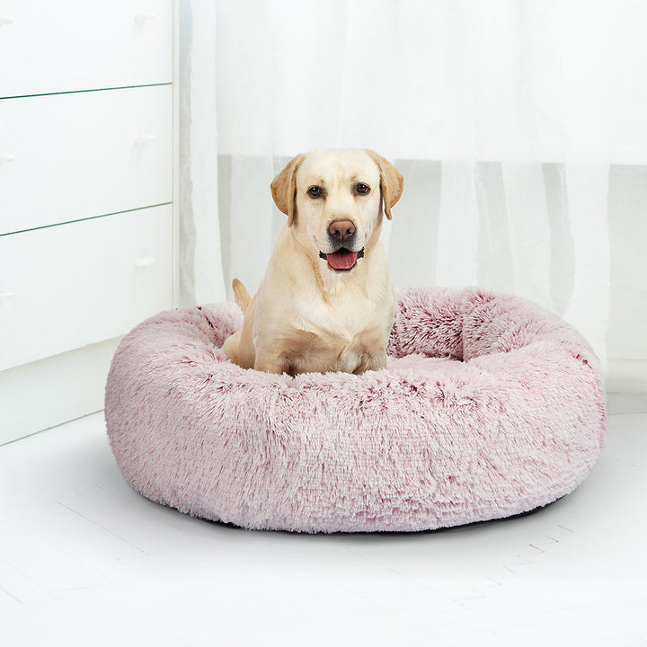 XLarge Dog Beds Pet Donut Nest Calming - Pink