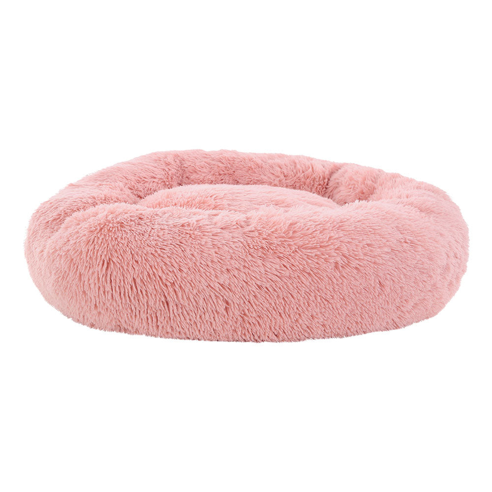 Spiffy Puffy find Calming Plush Pet Bed - Large 90cm Pink Velvet Comfort