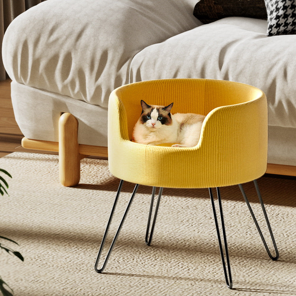 LARGE Dog Beds Pet Sofa Lounge Calming Raised Couch - Yellow