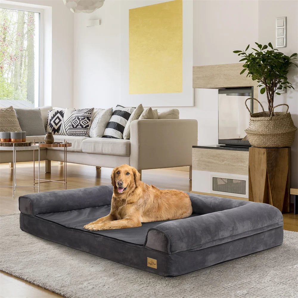 BORWART XXXL Large Orthopedic Memory Foam Calming Dog Bed with Removable Waterproof Cover