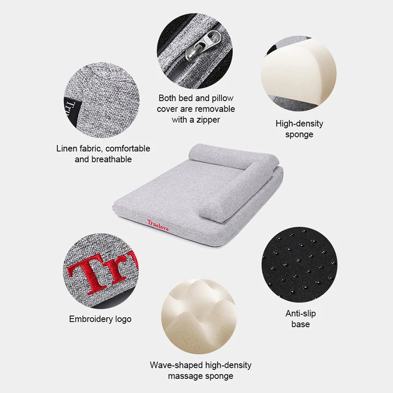 Truelove Memory Foam Pet Bed with Removable Pillow - Eco-Friendly Linen