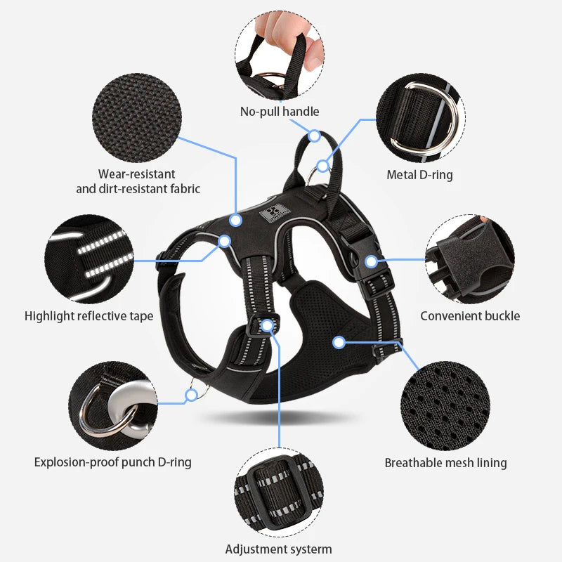 No Pull Reflective Adjustable Dog Harness for Small to Large Dogs