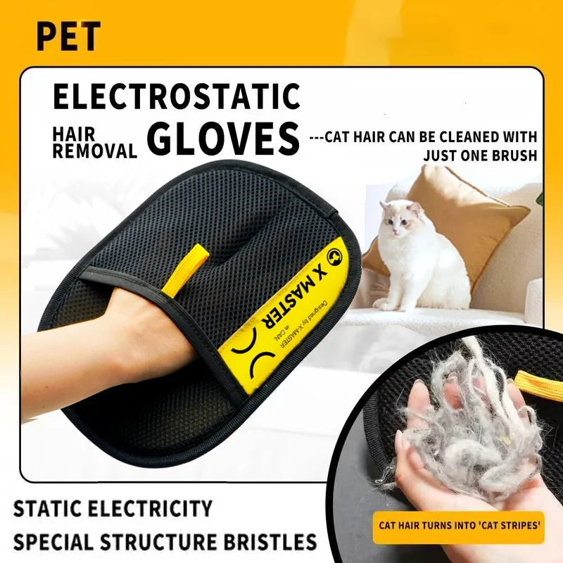 Electrostatic Pet Hair Remover Gloves - Reusable & Washable Grooming Tool