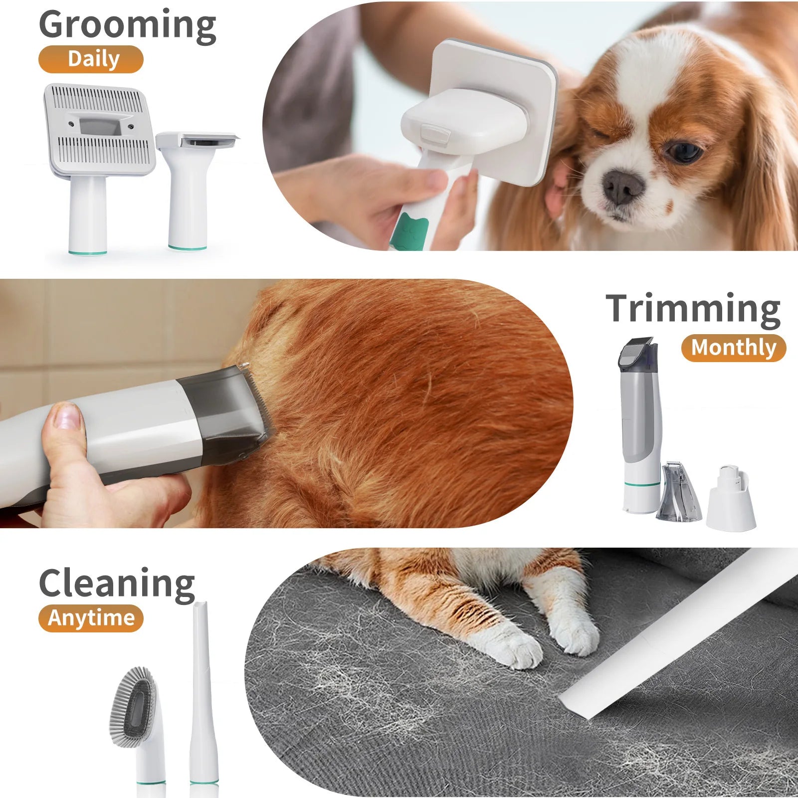 7-in-1 Pet Grooming Vacuum Cleaner and Hair Trimmer