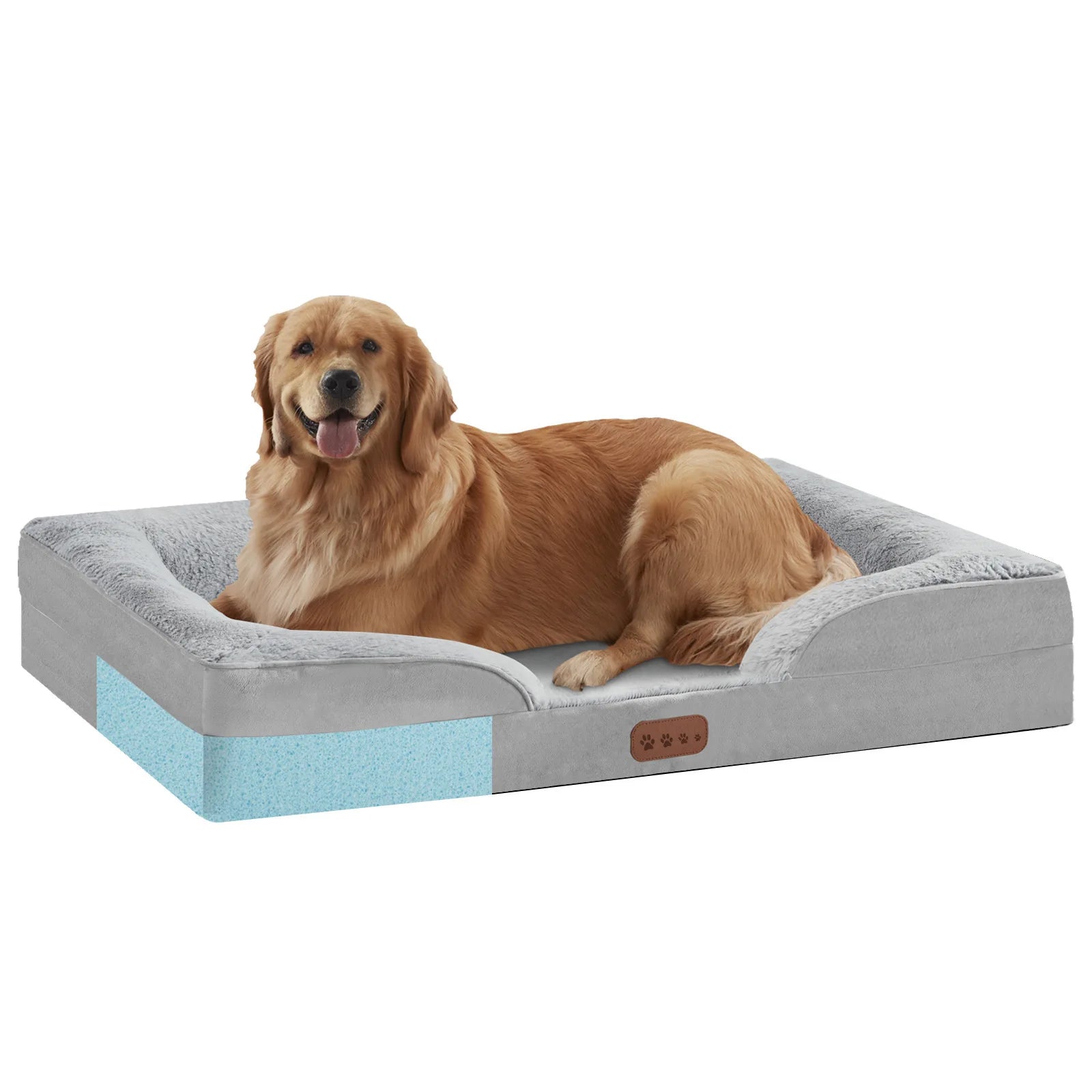 Memory Foam Orthopedic Dog Bed with Removable Armrest