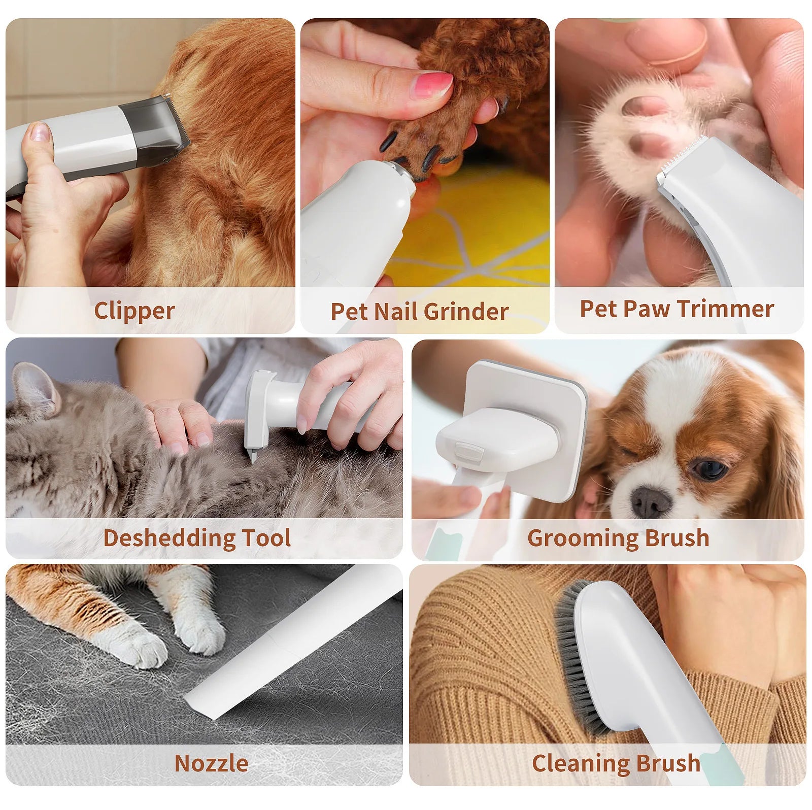 7-in-1 Pet Grooming Vacuum Cleaner and Hair Trimmer