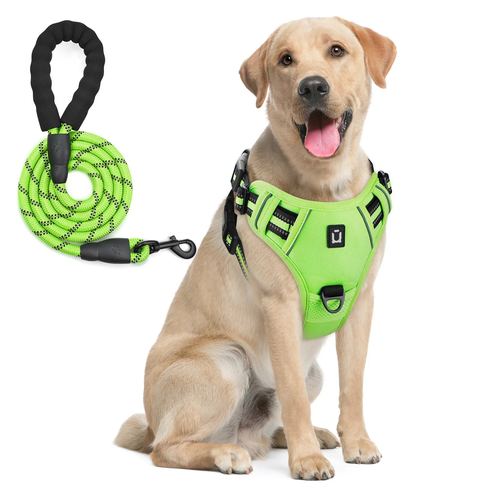 Escape Proof Reflective Dog Harness and Leash Combo with Soft Padded Vest