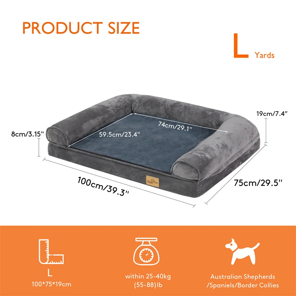 BORWART XXXL Large Orthopedic Memory Foam Calming Dog Bed with Removable Waterproof Cover
