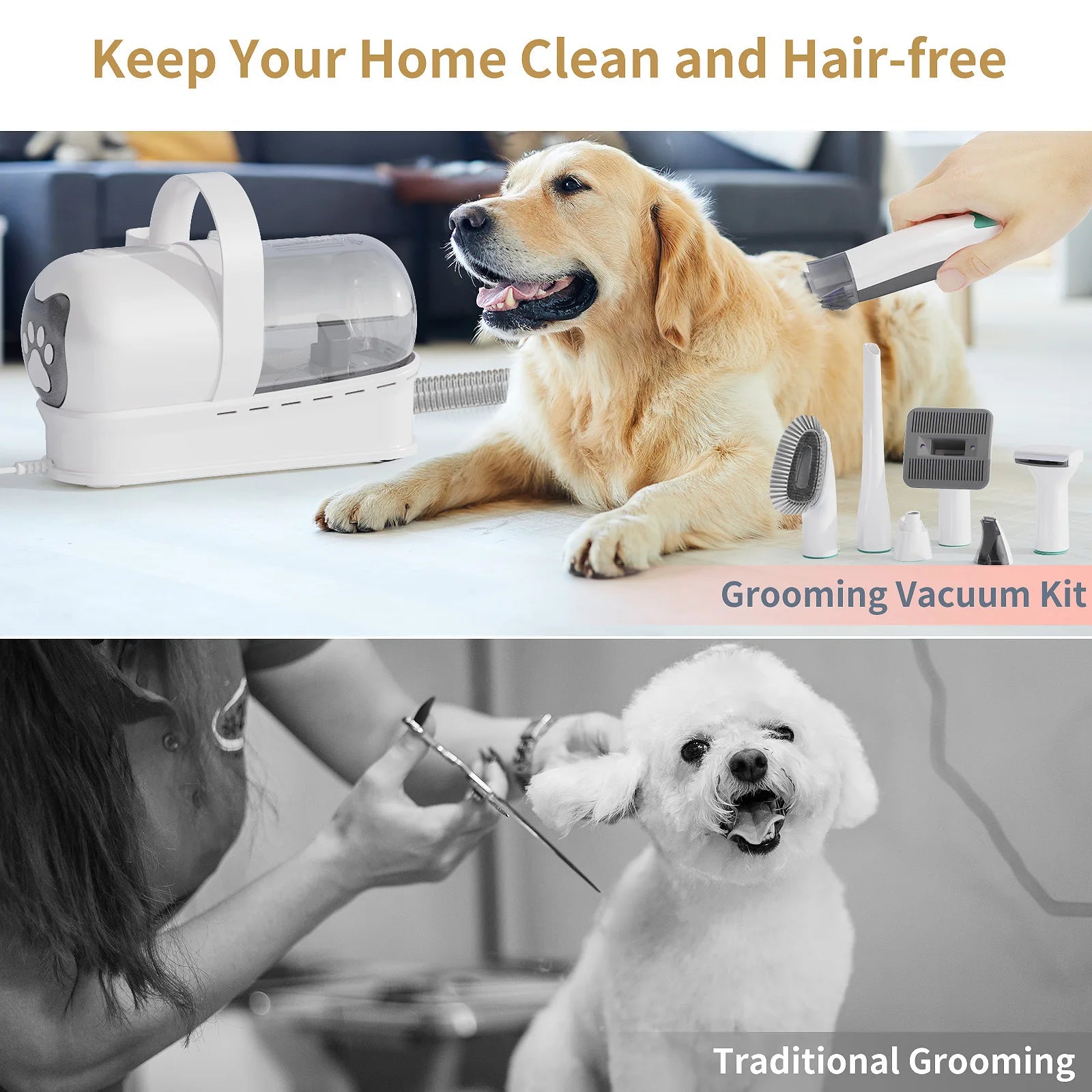 7-in-1 Pet Grooming Vacuum Cleaner and Hair Trimmer