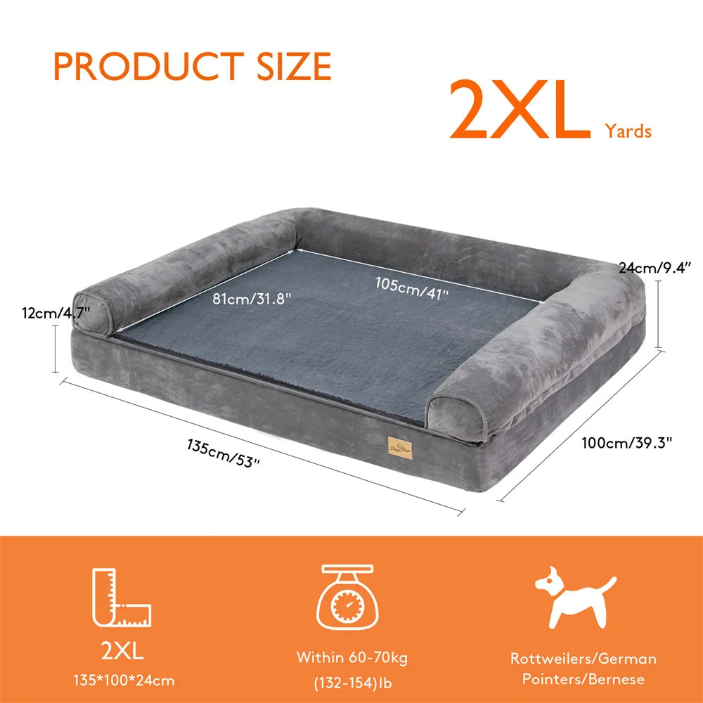 BORWART XXXL Large Orthopedic Memory Foam Calming Dog Bed with Removable Waterproof Cover