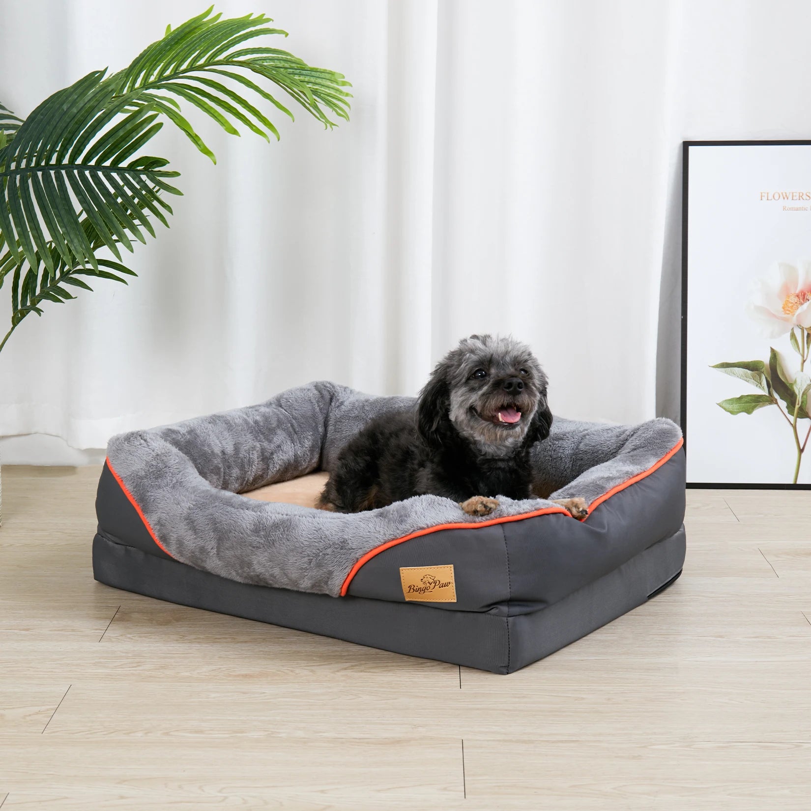 BINGOPAW Super Soft Orthopedic Foam Dog Bed with Removable Bolster Cover