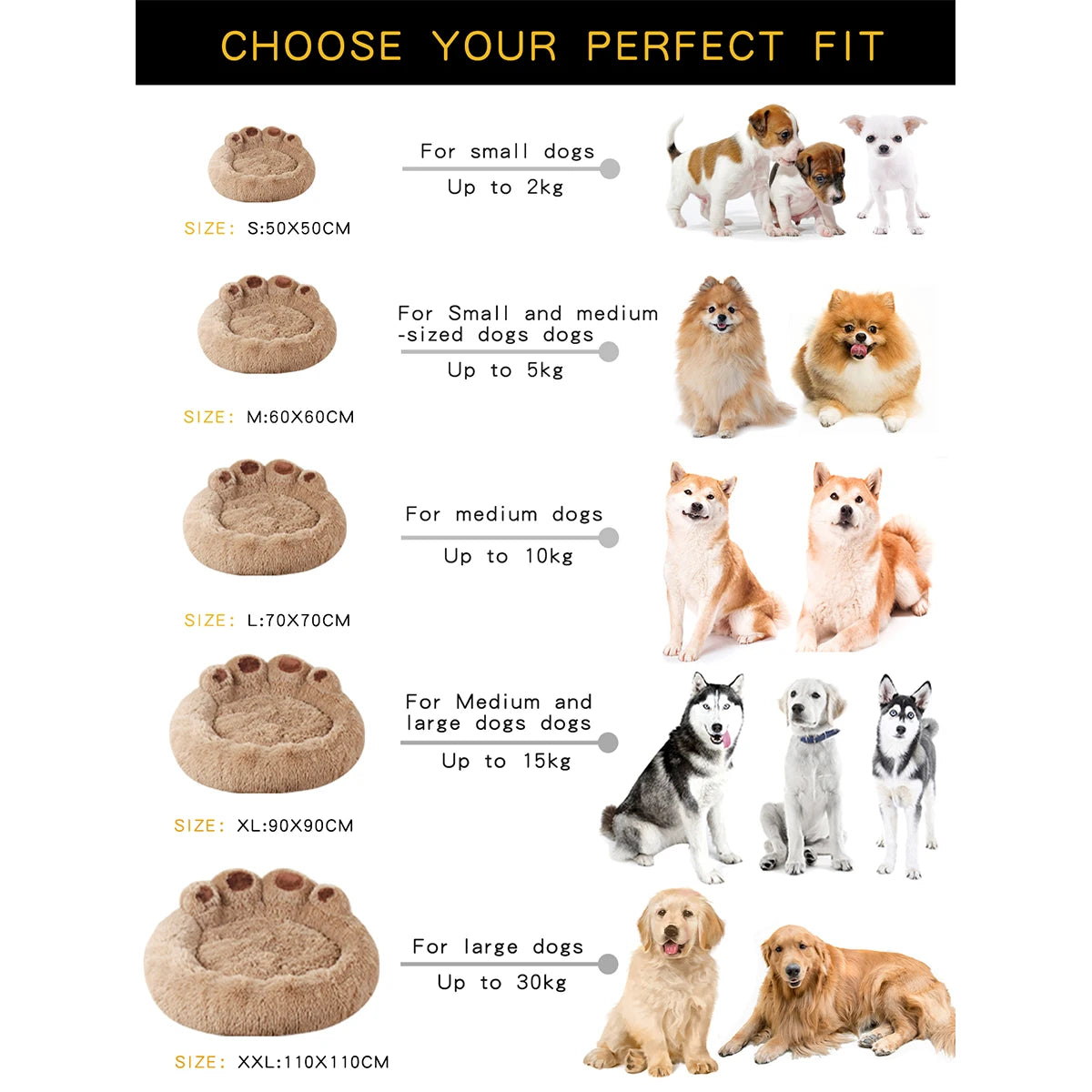 Fluffy Winter Dog Bed for Large and Small Pets