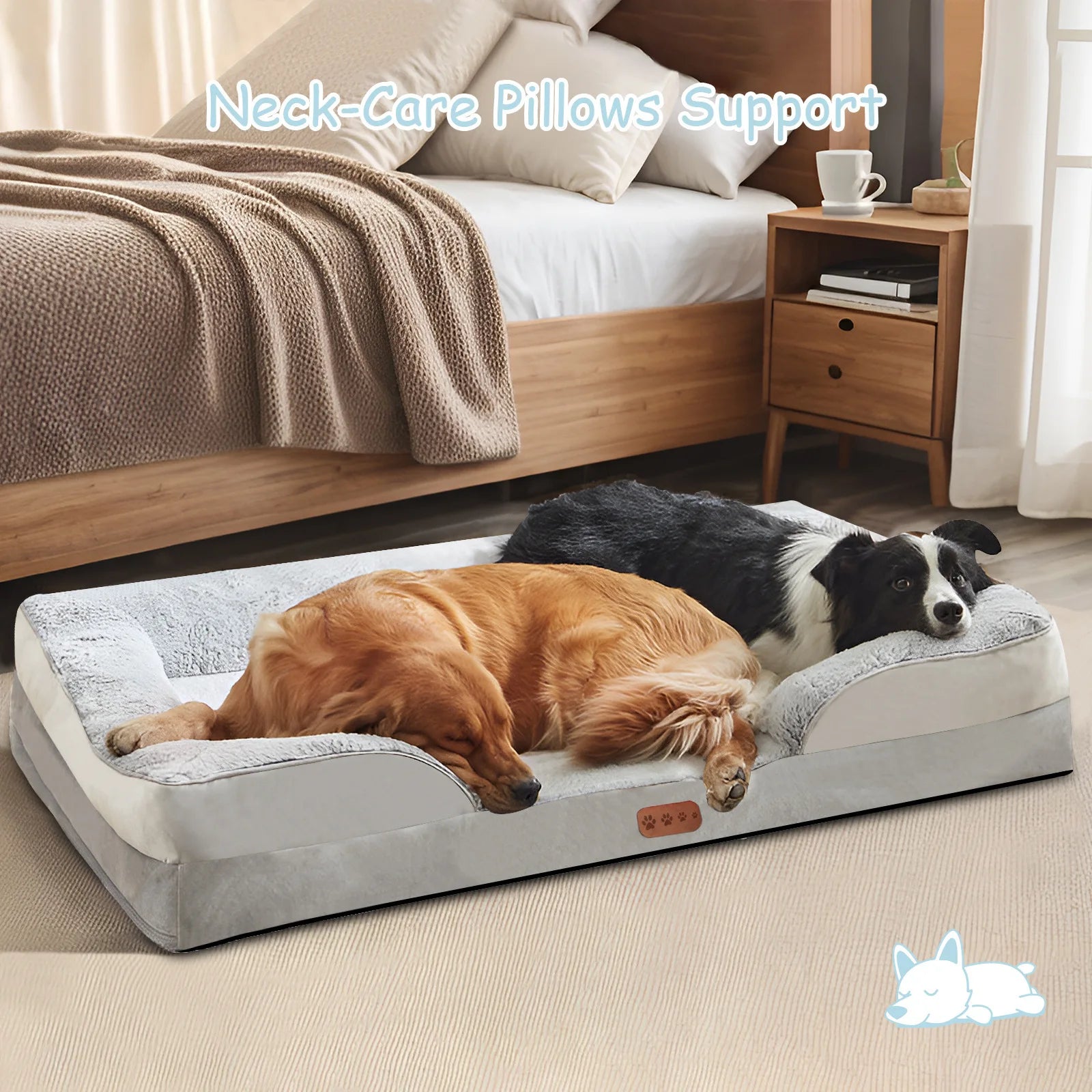 Memory Foam Orthopedic Dog Bed with Removable Armrest