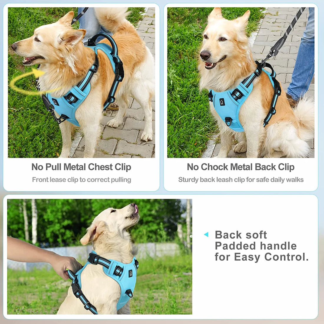 No Pull Adjustable Soft Padded Dog Harness with Control Handle