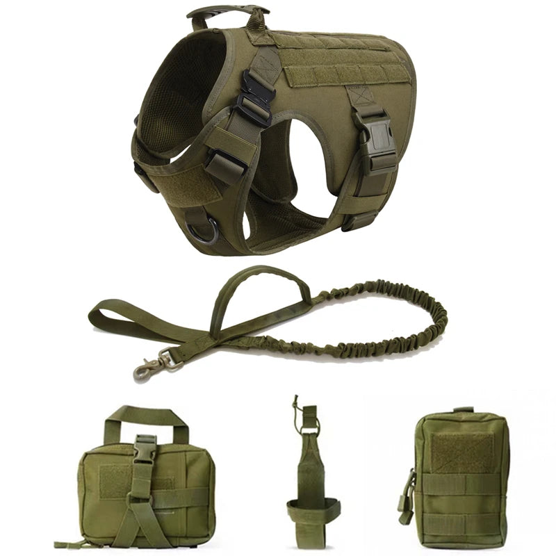 COOYOMO Tactical Military Vest Harness & Leash Set for All Dog Breeds