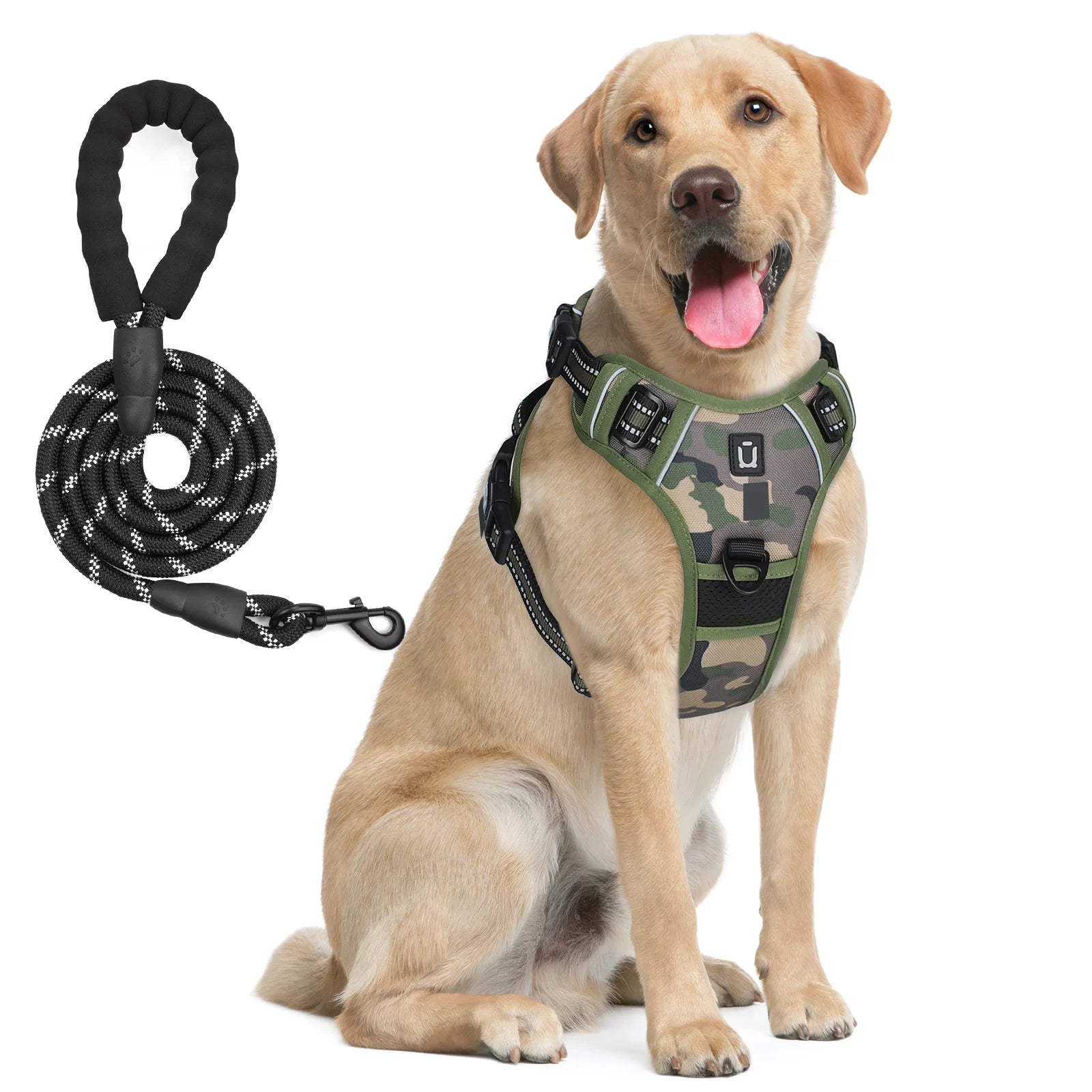 Escape Proof Reflective Dog Harness and Leash Combo with Soft Padded Vest
