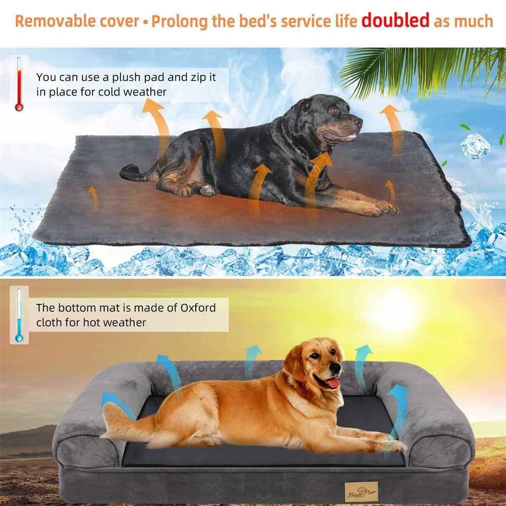 BORWART XXXL Large Orthopedic Memory Foam Calming Dog Bed with Removable Waterproof Cover