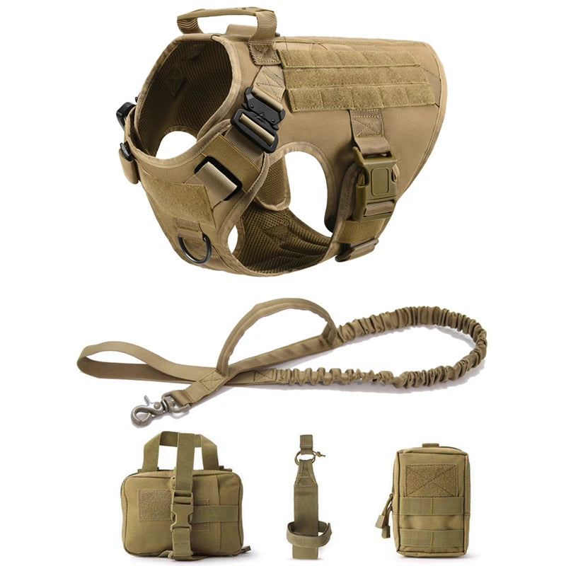 COOYOMO Tactical Military Vest Harness & Leash Set for All Dog Breeds