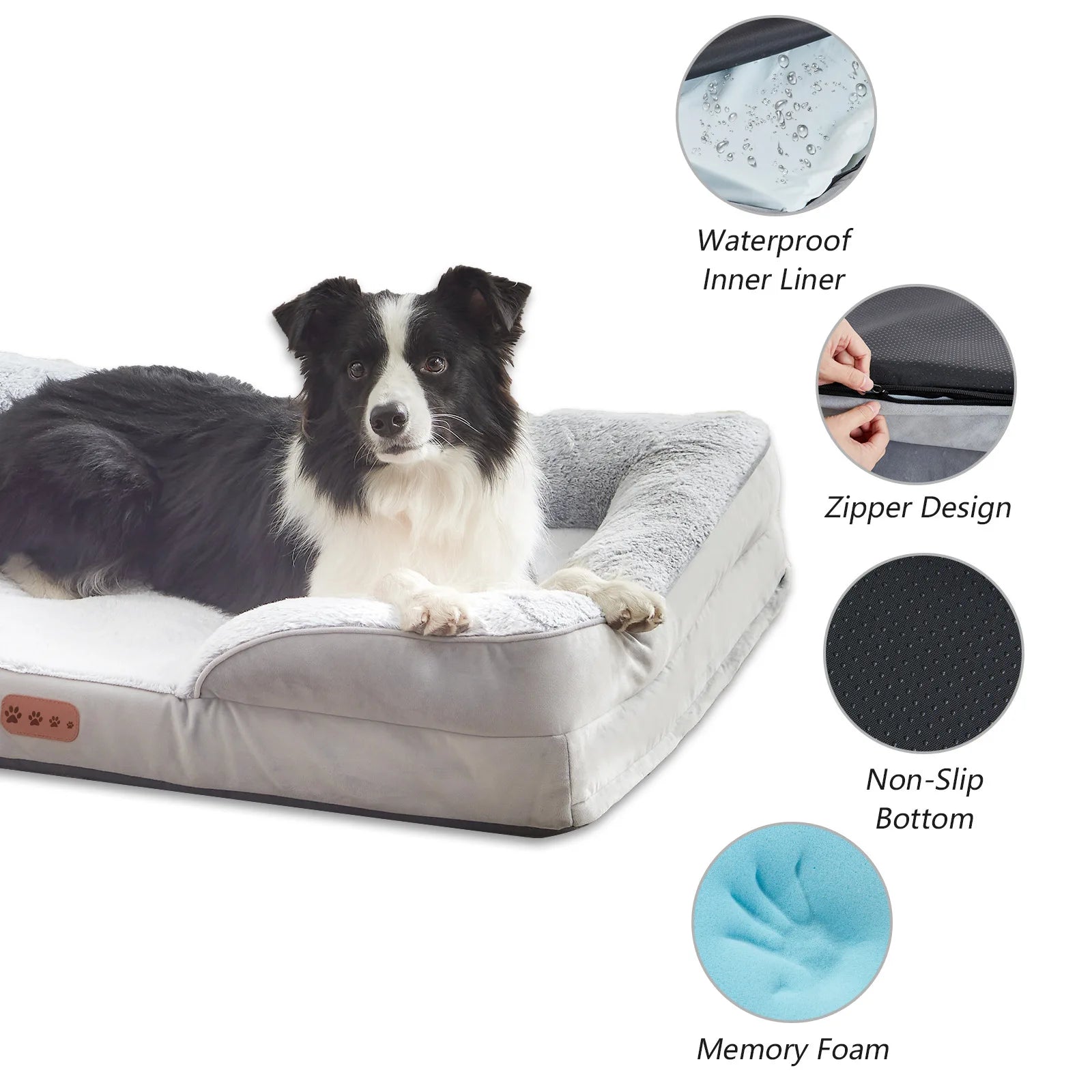 Memory Foam Orthopedic Dog Bed with Removable Armrest