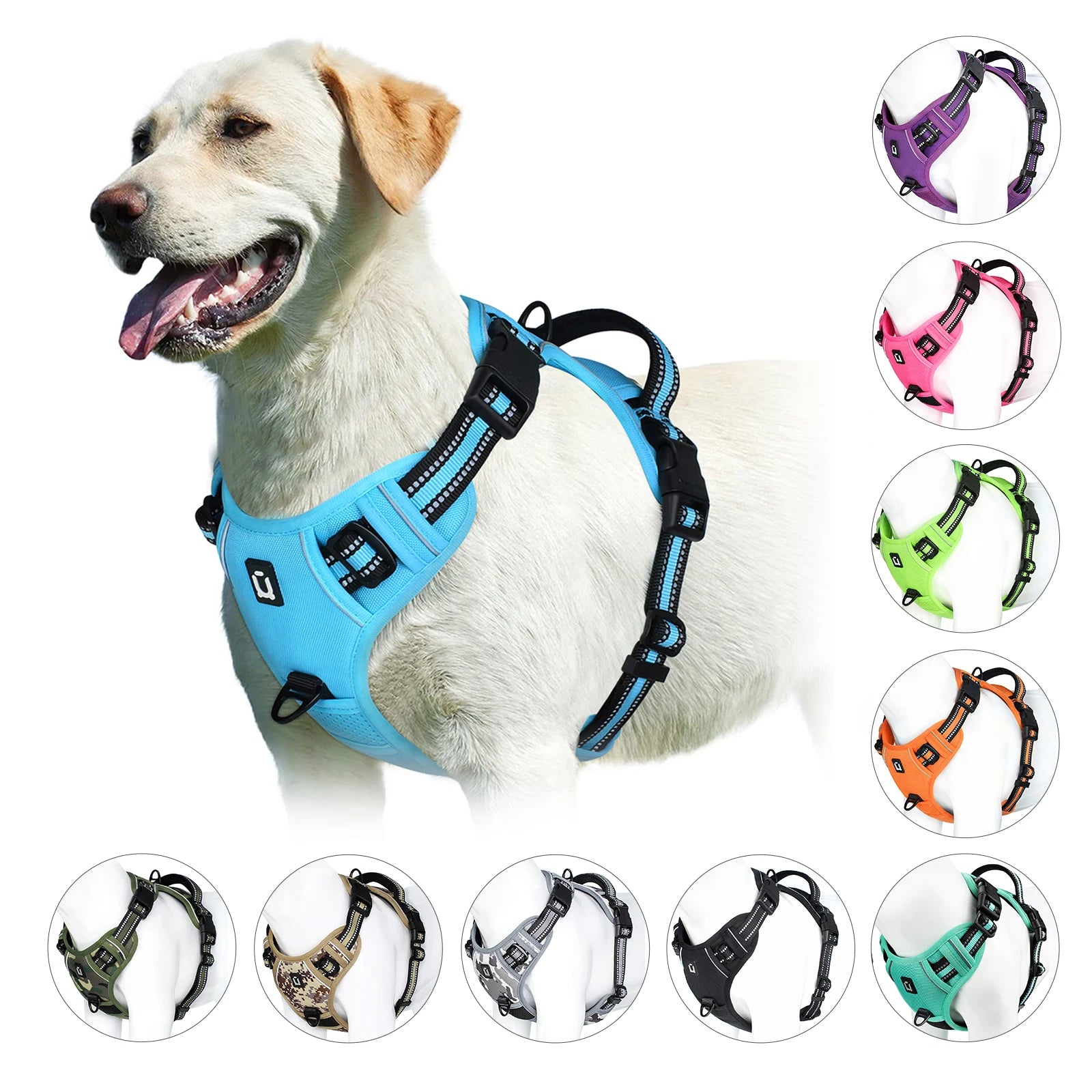 No Pull Adjustable Soft Padded Dog Harness with Control Handle