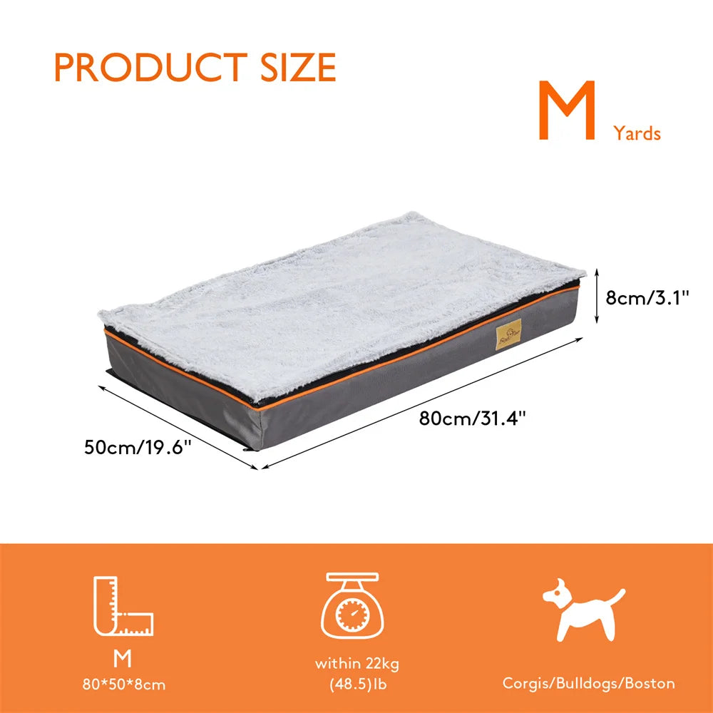 Premium Waterproof Orthopedic Memory Foam Dog Bed with Removable Covers and Orange Trim