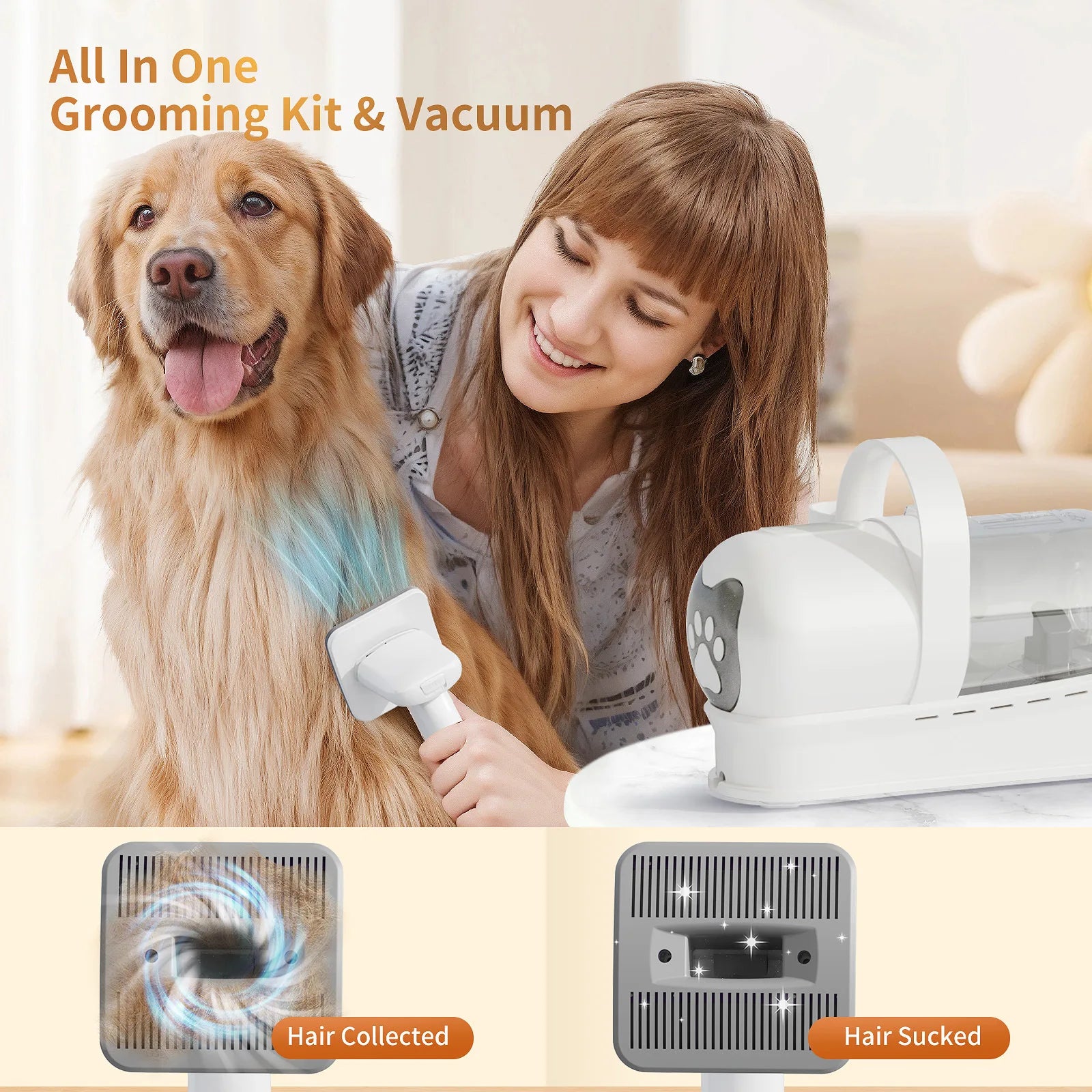 7-in-1 Pet Grooming Vacuum Cleaner and Hair Trimmer