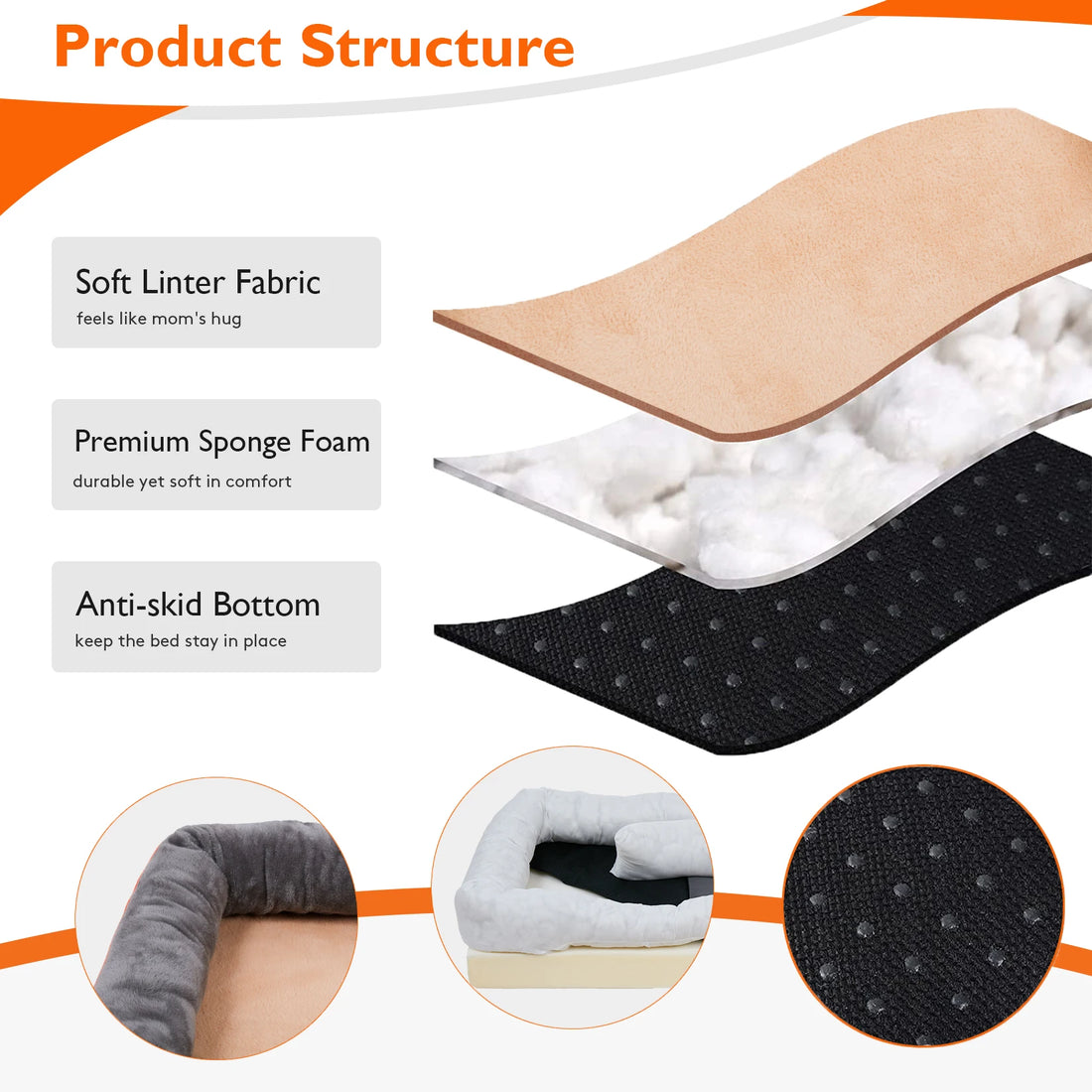 BINGOPAW Super Soft Orthopedic Foam Dog Bed with Removable Bolster Cover
