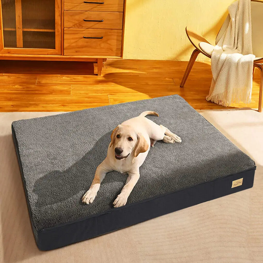 Jumbo Orthopedic Dog Bed with Memory Foam & Washable Waterproof Cover