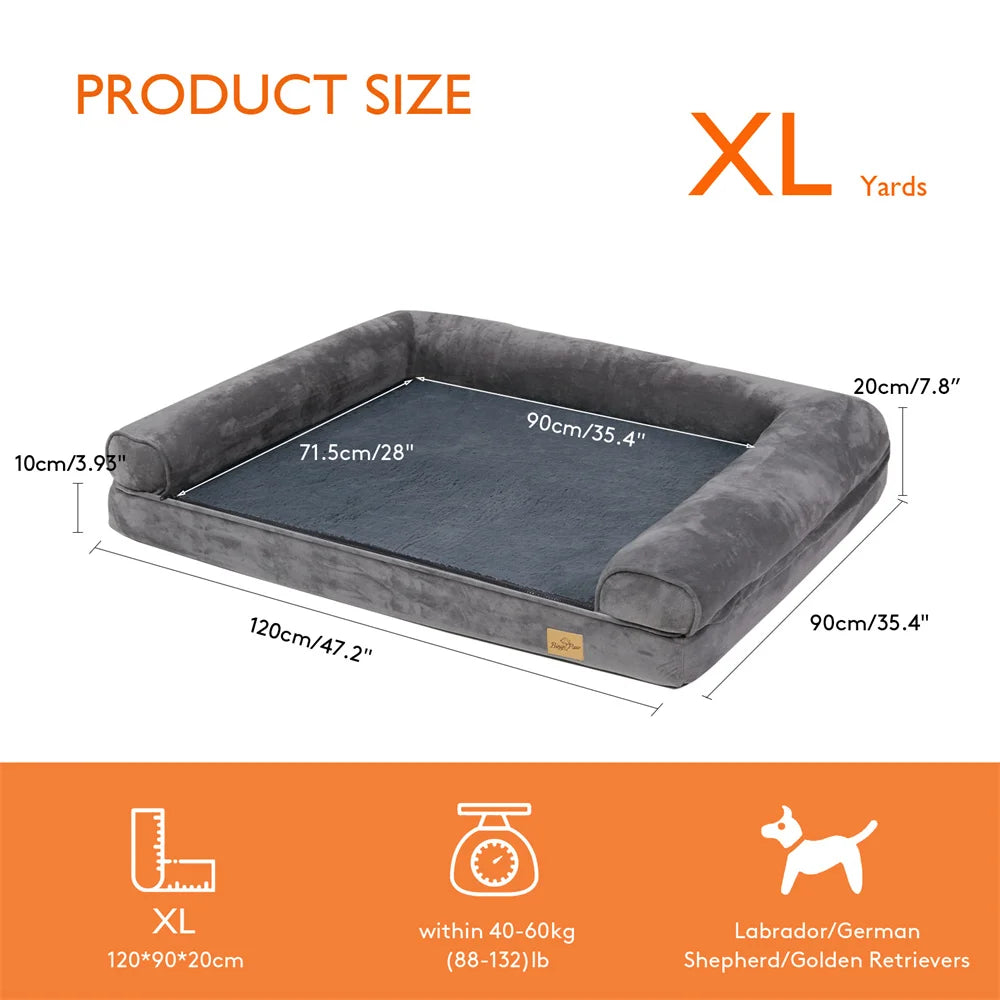 BORWART XXXL Large Orthopedic Memory Foam Calming Dog Bed with Removable Waterproof Cover