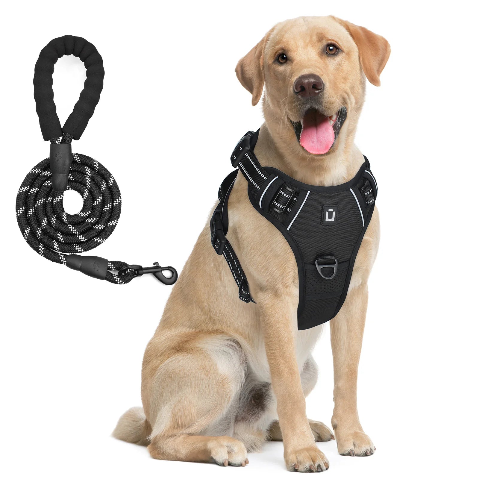 Escape Proof Reflective Dog Harness and Leash Combo with Soft Padded Vest