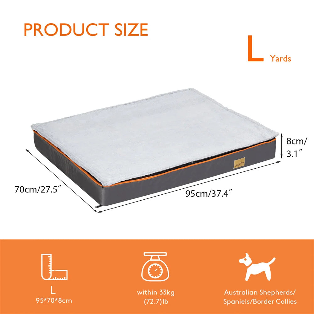 Premium Waterproof Orthopedic Memory Foam Dog Bed with Removable Covers and Orange Trim