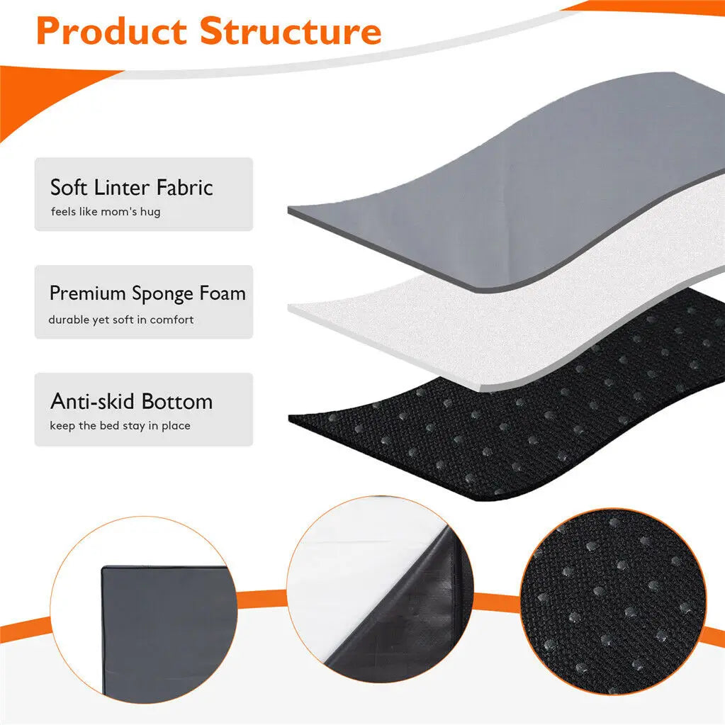 Jumbo Orthopedic Dog Bed with Memory Foam & Washable Waterproof Cover