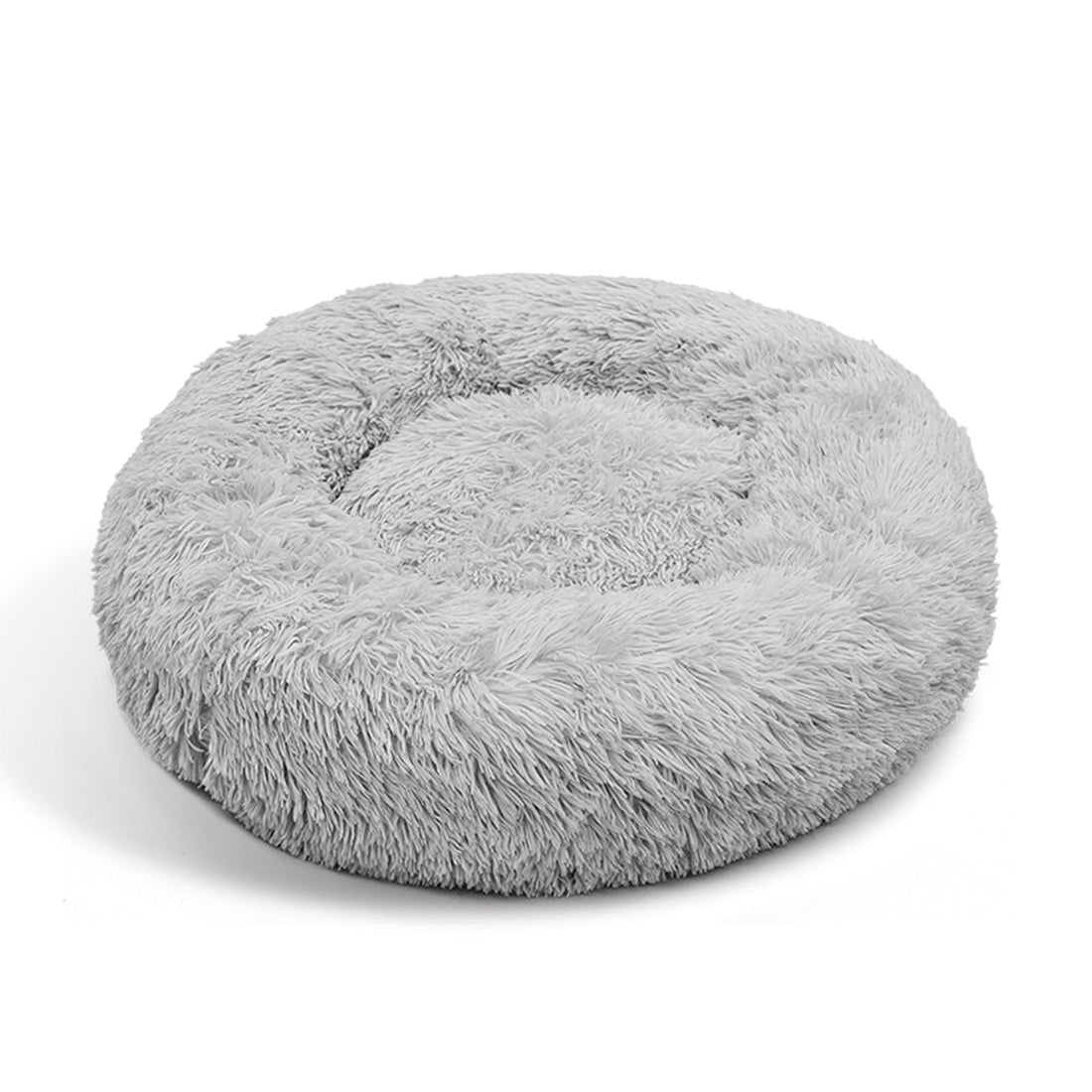 Spiffy Puffy find Luxurious Round Plush Dog Bed - Light Grey (M 70cm)
