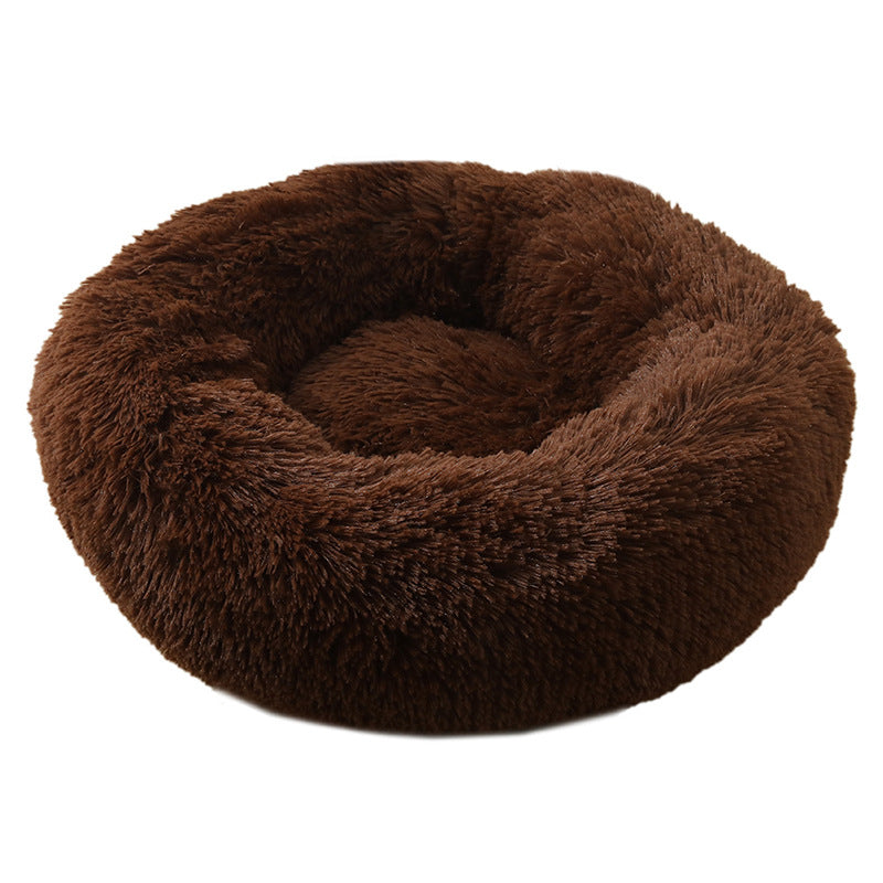 Spiffy Puffy find Dark Coffee Plush Round Pet Bed for Ultimate Comfort