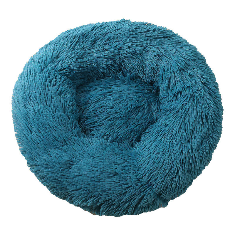 Spiffy Puffy find Blue Green 50cm Plush Cozy Round Pet Bed for Ultimate Comfort