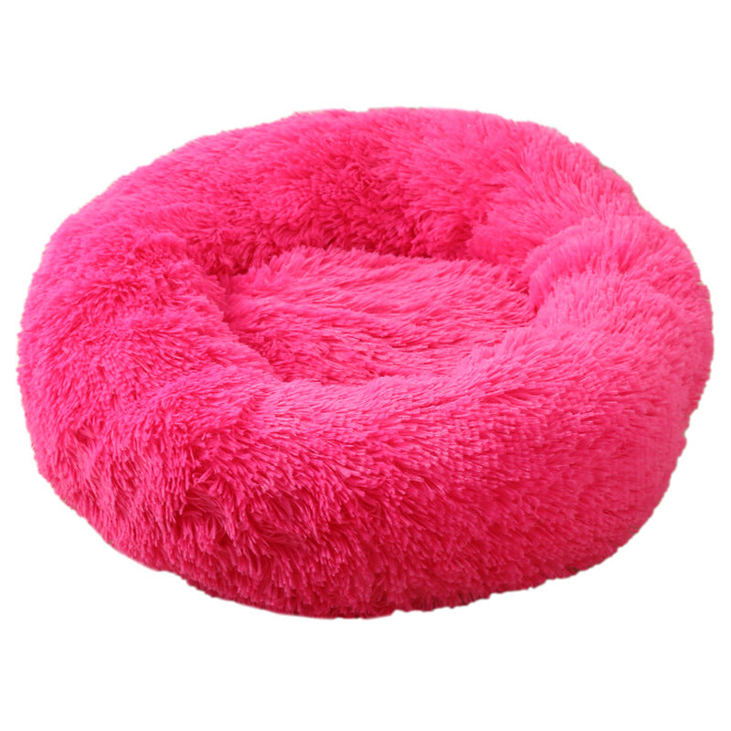 Spiffy Puffy find Rose Red Cozy Round Plush Pet Bed - 50cm Comfort for Cats & Small Dogs