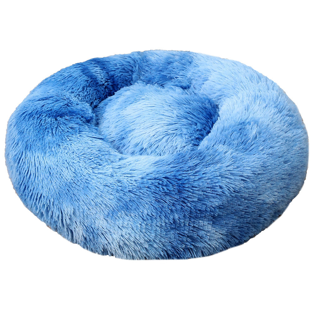 Spiffy Puffy find Tie-Dye Baby Blue 50cm Cozy Plush Round Pet Bed