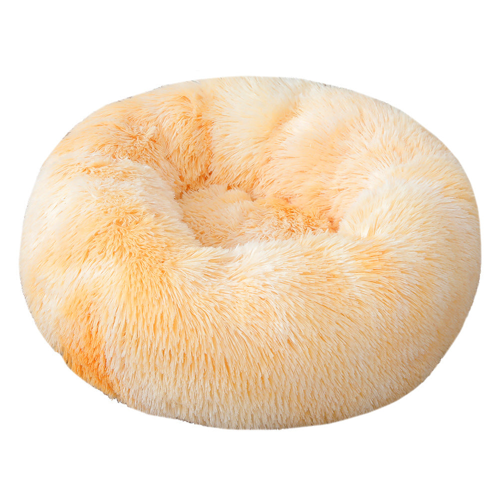 Spiffy Puffy find Tie-Dye Baby Yellow 50cm Plush Cozy Round Pet Bed